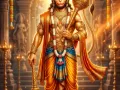 श्री हनुमान जी गदा और आशीर्वाद मुद्रा में, दिव्य भक्ति चित्र