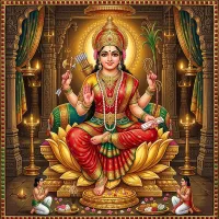 माँ ललिता त्रिपुर सुंदरी कमल पर आसीन, चतुर्भुजा दिव्य स्वरूप में पावन चित्र