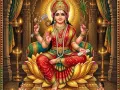 माँ ललिता त्रिपुर सुंदरी कमल पर आसीन, चतुर्भुजा दिव्य स्वरूप में पावन चित्र