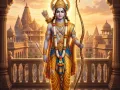 मर्यादा पुरुषोत्तम भगवान श्री राम कोदंड धनुष-बाण के साथ, अयोध्या का दिव्य चित्र